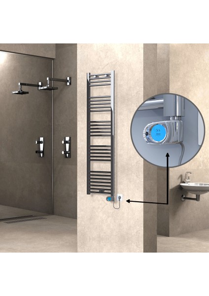 Haiti Elektrikli Havlupan 300 Watt 400X1500 Düz Krom (Musa Termostatlı)