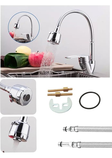 Hareketli Borulu 2 Fonksiyonlu Krom Mix Mutfak Eviye Musluğu Çeşmesi Bataryası fiyatları