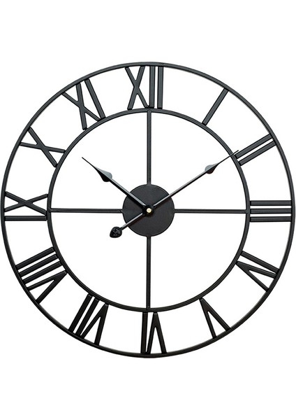 45 cm. Yuvarlak Roman Samim Duvar Saati Siyah (Yurt Dışından)
