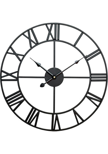 45 cm. Yuvarlak Roman Samim Duvar Saati Siyah (Yurt Dışından)
