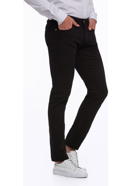Erkek Siyah Regular Fit Yüksek Bel Düz Paça Basic Kot Pantolon