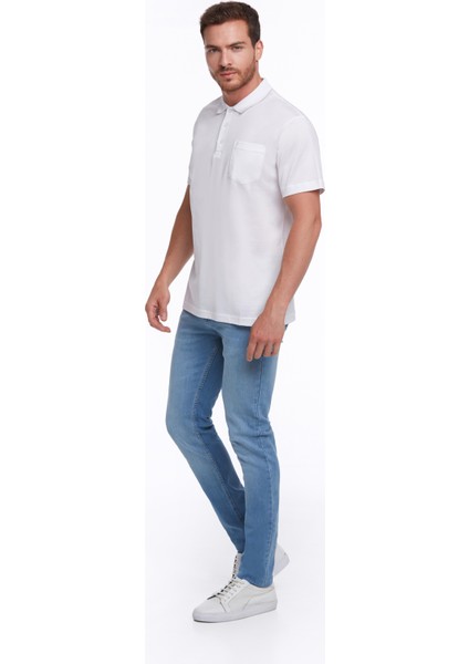 Beyaz Regular Fit %100 Pamuk Basic Polo Yaka Tişört