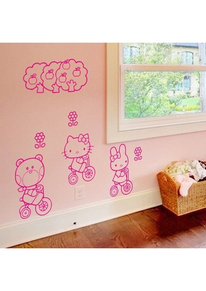Pembe Hello Kitty Çocuk Odası Dekorasyonu Duvar Sticker fiyatları