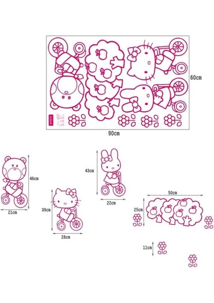 Pembe Hello Kitty Çocuk Odası Dekorasyonu Duvar Sticker fırsatları