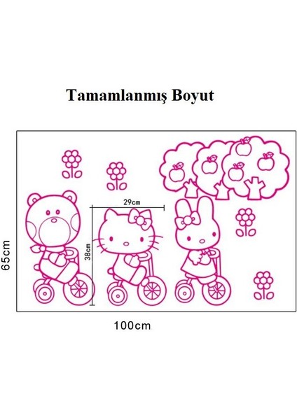 Pembe Hello Kitty Çocuk Odası Dekorasyonu Duvar Sticker indirimleri