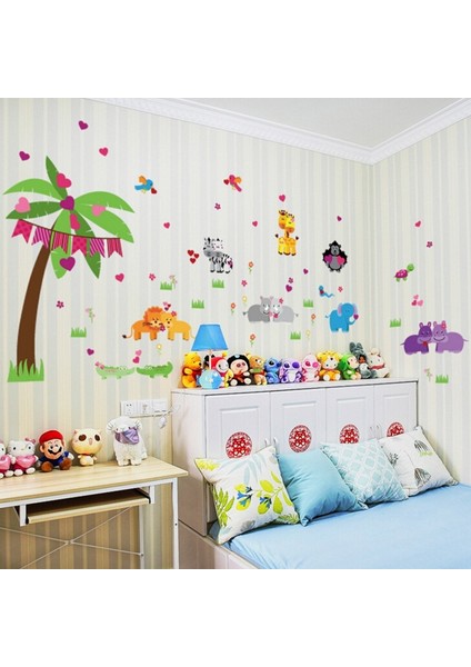 Sevimli Çift Hayvanlar Çocuk ve Bebek Odası Duvar Dekorasyonu Xl Pvc Duvar Sticker modelleri