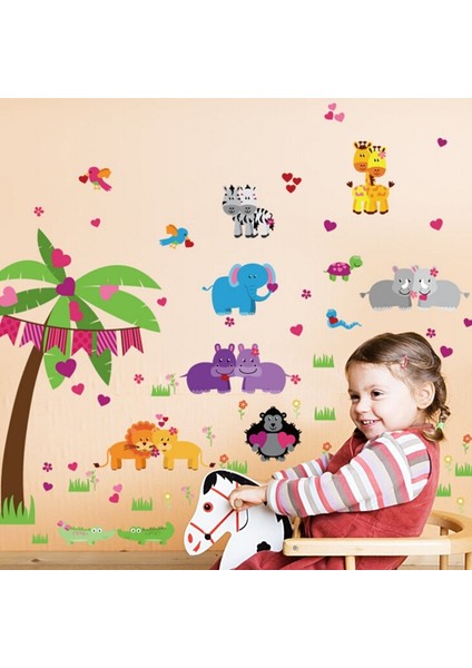 Sevimli Çift Hayvanlar Çocuk ve Bebek Odası Duvar Dekorasyonu Xl Pvc Duvar Sticker fırsatları