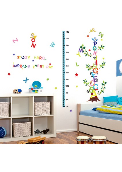 Çocuk ve Bebek Odası Duvar Dekoru Boy Ölçer Harfler Pvc Duvar Sticker modelleri