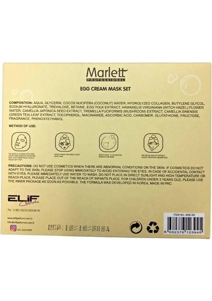 Marlett Hydration Yumurtalı Krem Yüz Maskesi