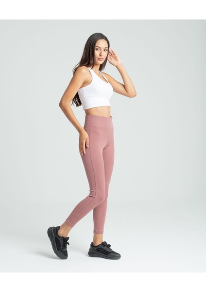 İncebelli Kaşkorsel Model Pudra Renk Fitilli Tayt
