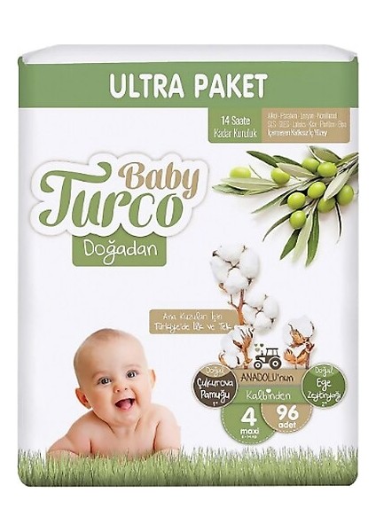 Doğadan Bebek Bezi 4 Beden 96'lı