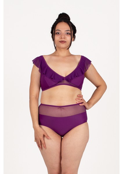 Kadın Giyim Volanlı Tüllü Bikini Renkli BK5029