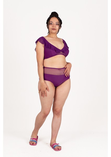 Kadın Giyim Volanlı Tüllü Bikini Renkli BK5029