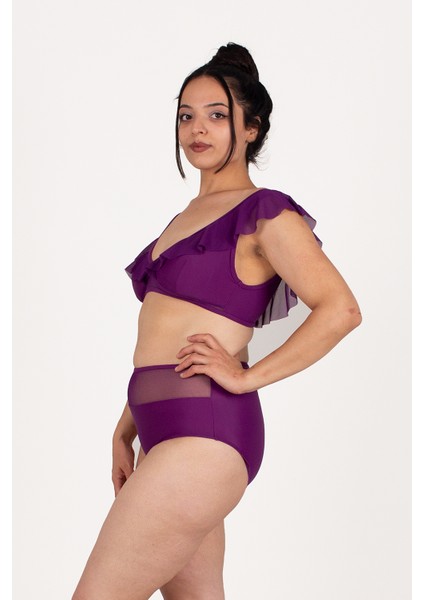 Kadın Giyim Volanlı Tüllü Bikini Renkli BK5029