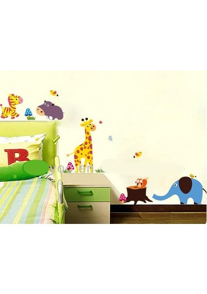 Çocuk Odası Dekorasyonu Fil ve Sevimli Hayvanlar Duvar Sticker