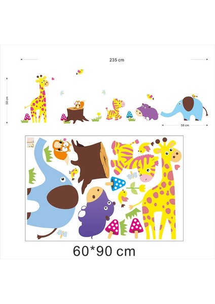 Çocuk Odası Dekorasyonu Fil ve Sevimli Hayvanlar Duvar Sticker fırsatları