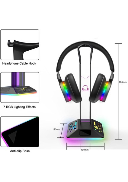 Rgb Kulaklıklar 2 USB Dayanıklı Kaymaz Taban (Yurt Dışından)