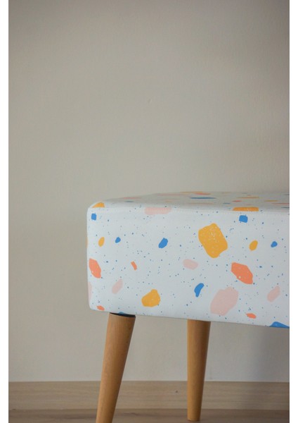 Iskandinav Desenli Retro Ahşap Puf & Bench