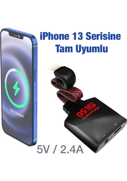 Gs1 iPhone Mıknatıslı Lightning To 3.5mm Kulaklık + Hızlı Şarj Adaptörü ALL-35153