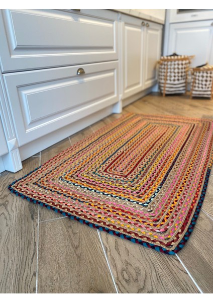 Milda Jüt Hasırlı Renkli El Örgüsü Kilim 32 fiyatları