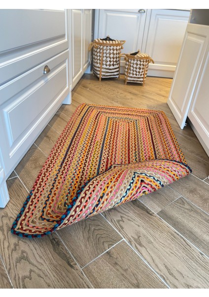 Milda Jüt Hasırlı Renkli El Örgüsü Kilim 32 modelleri