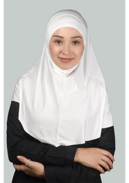 İkili Set Pratik Eşarp Hazır Türban Ve Hijab Tesettür Bonesi (Xl) - Ekru