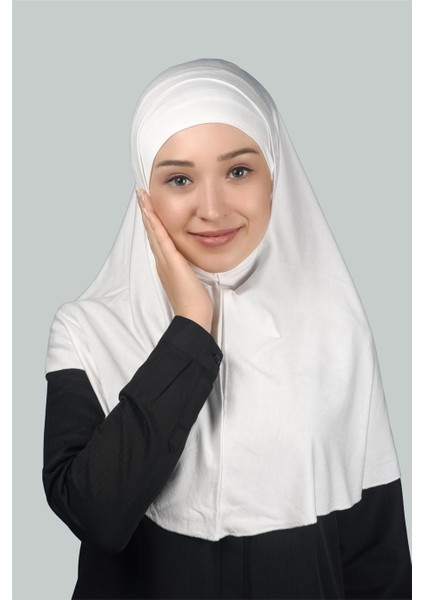 İkili Set Pratik Eşarp Hazır Türban Ve Hijab Tesettür Bonesi (Xl) - Ekru