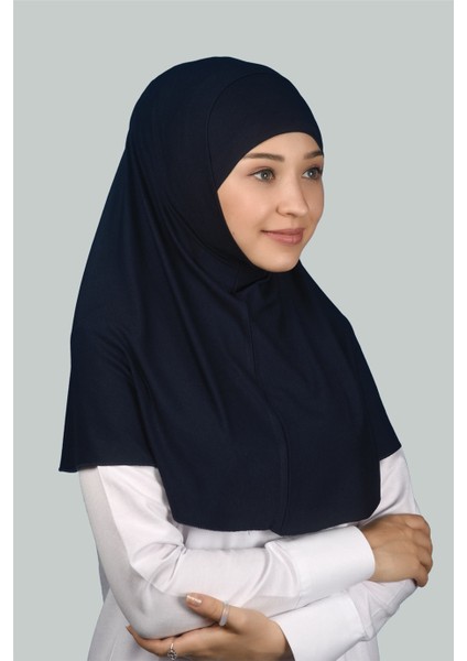 İkili Set Pratik Eşarp Hazır Türban Ve Hijab Tesettür Bonesi (Xl) - Lacivert