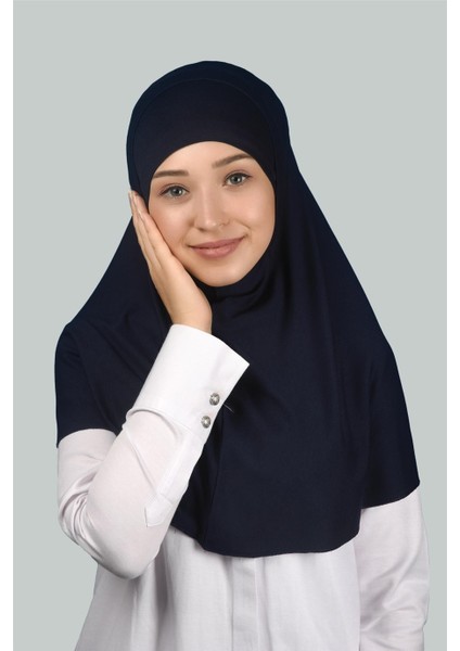 İkili Set Pratik Eşarp Hazır Türban Ve Hijab Tesettür Bonesi (Xl) - Lacivert