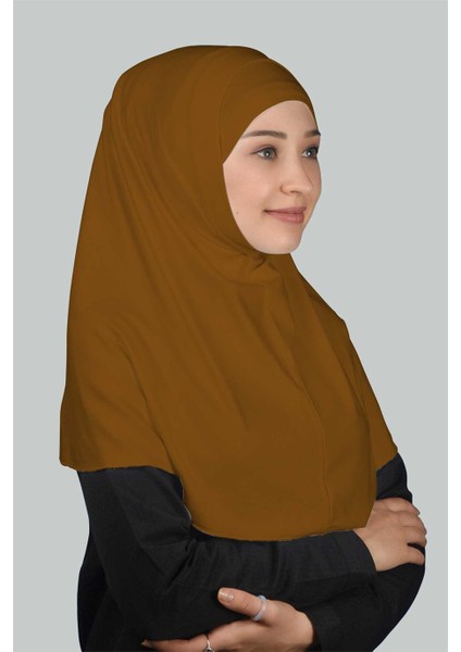 İkili Set Pratik Eşarp Hazır Türban Ve Hijab Tesettür Bonesi (Xl) - Taba