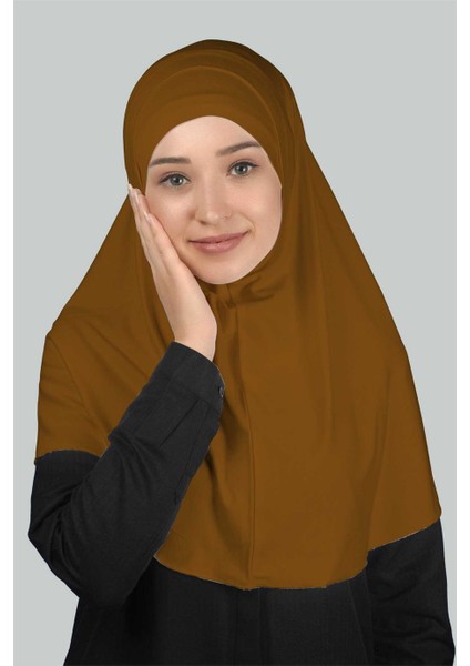 İkili Set Pratik Eşarp Hazır Türban Ve Hijab Tesettür Bonesi (Xl) - Taba