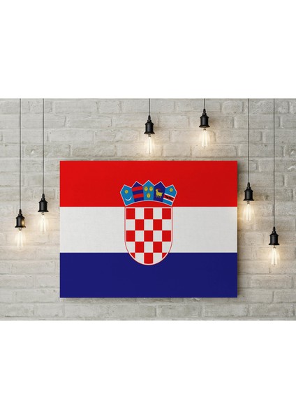 Hırvatistan Bayrağı Kanvas Tablo 40 x 55 cm Dekoratif Tablo