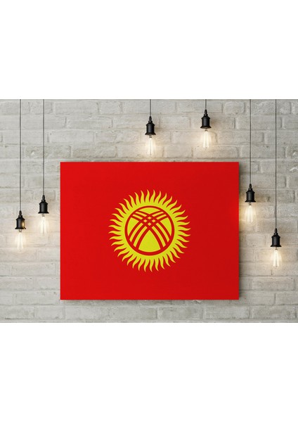 Kırgızistan Bayrağı Kanvas Tablo 40 x 55 cm Dekoratif Tablo
