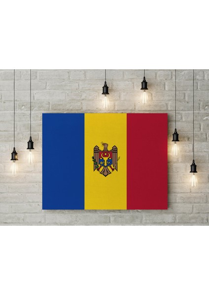 Moldova Bayrağı Kanvas Tablo 40 x 55 cm Dekoratif Tablo