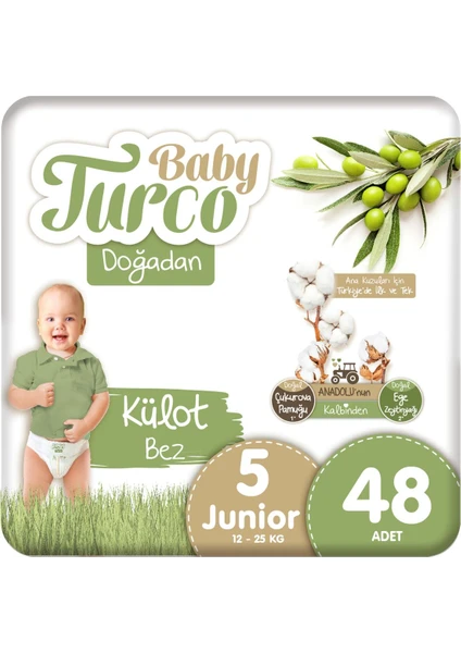 Baby Turco Doğadan Külot Bez 5 Numara Junıor 48 Adet