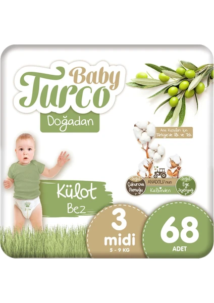 Baby Turco Doğadan Külot Bez 3 Numara Midi 68 Adet