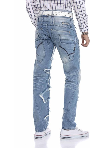 CD617 Street Style Yamalı Erkek Kot Pantolon fırsatları