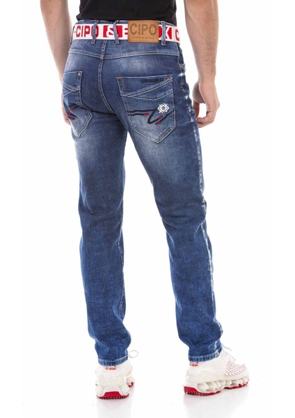 CD717 Mavi Logolu Erkek Jeans