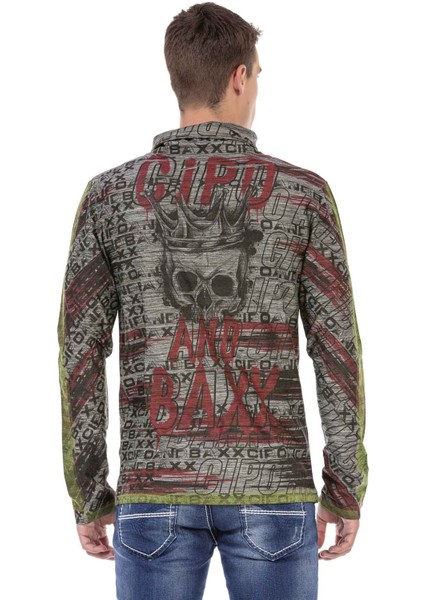 Cipo & Baxx CL468 Şal Yaka Desenli Sweatshirt