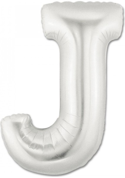 Harf Folyo Balon Büyük Boy Metalik Gümüş J Harfi Folyo Balon Metalik - 100 cm