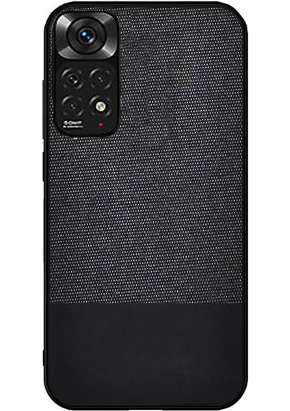 Xiaomi Redmi Note 11 2022 (Global) Fabrik Kumaş ve Deri Desen Kılıf - Siyah