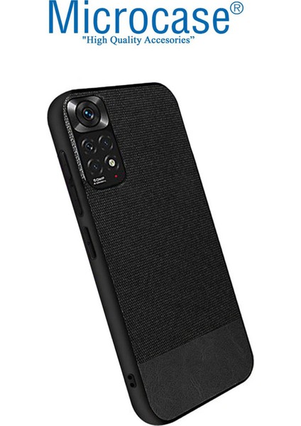 Xiaomi Redmi Note 11 2022 (Global) Fabrik Kumaş ve Deri Desen Kılıf - Siyah