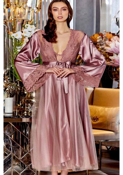 Çeyizlik Dantelli Saten 6'lı Set