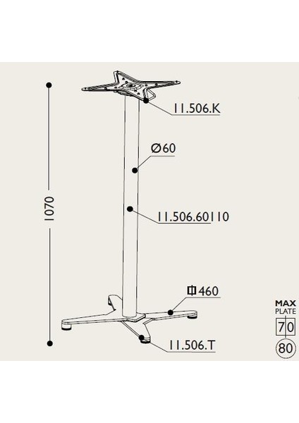 Toplanır Masa Ayağı Taban 46*46 Cm 110 Cm fiyatları