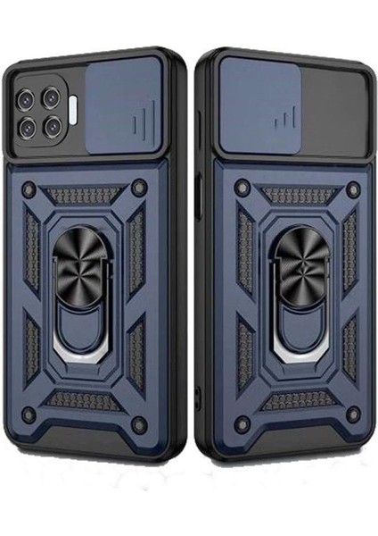 Oppo Reno 4 Lite Kılıf Yüzüklü Standlı Kamera Korumalı