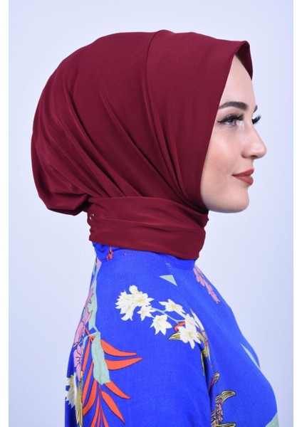 Kadın Tesettür Çıtçıtlı Bone Sandy Hijab Boyunluk Bone Bordo