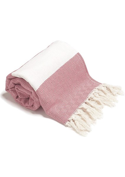 Pembe Elmas Desen 100X175 Püsküllü Peştemal