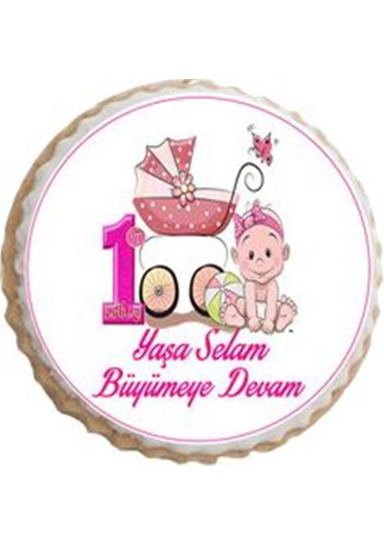 Bir Yaş Kurabiye Kız Çocuğu Resimli Yenilebilir 15'li