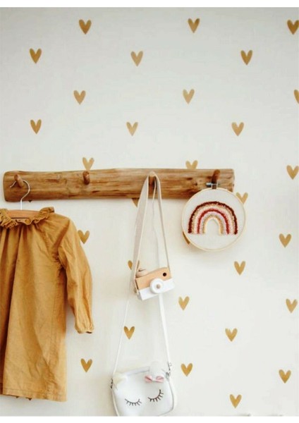 Çocuk Odası Sticker 4 cm 50 Adet Gold (Altın Yaldız Sarı) Şirin Kalp