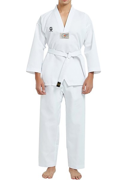 Top Glory Beyaz Yaka Fitilli Basic Taekwondo Elbisesi Dobok